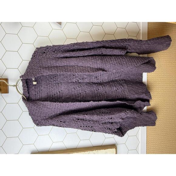 Moth by Anthropologie Purple Open-Front Knit Cardigan Sweater - Size - Small - Picture 5 of 5